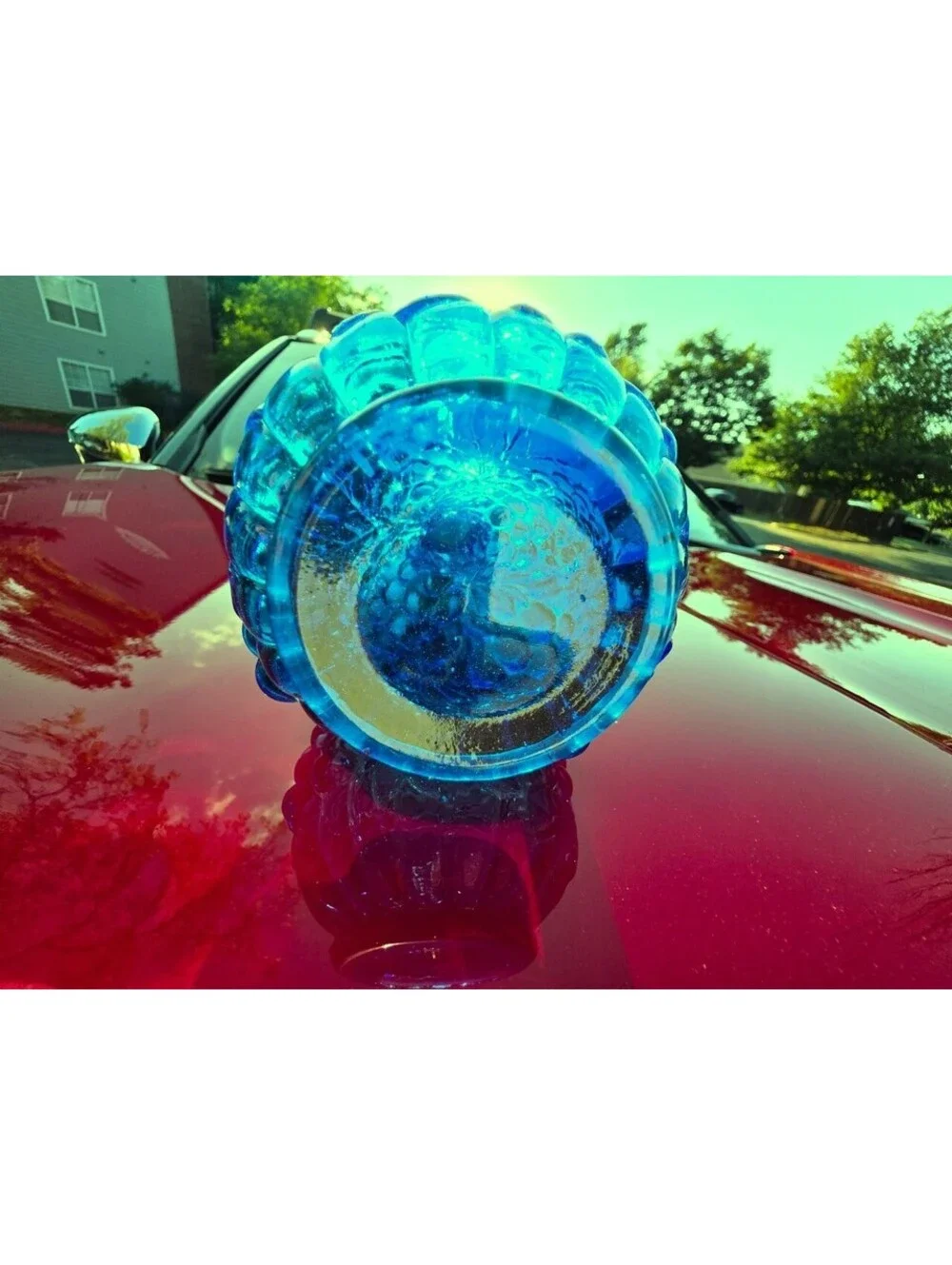 Vintage Blue Glass Grape Decanter 12
